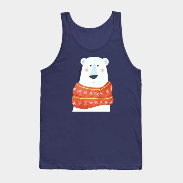 Polar Bear with scarf Tank Top by julianamotzko